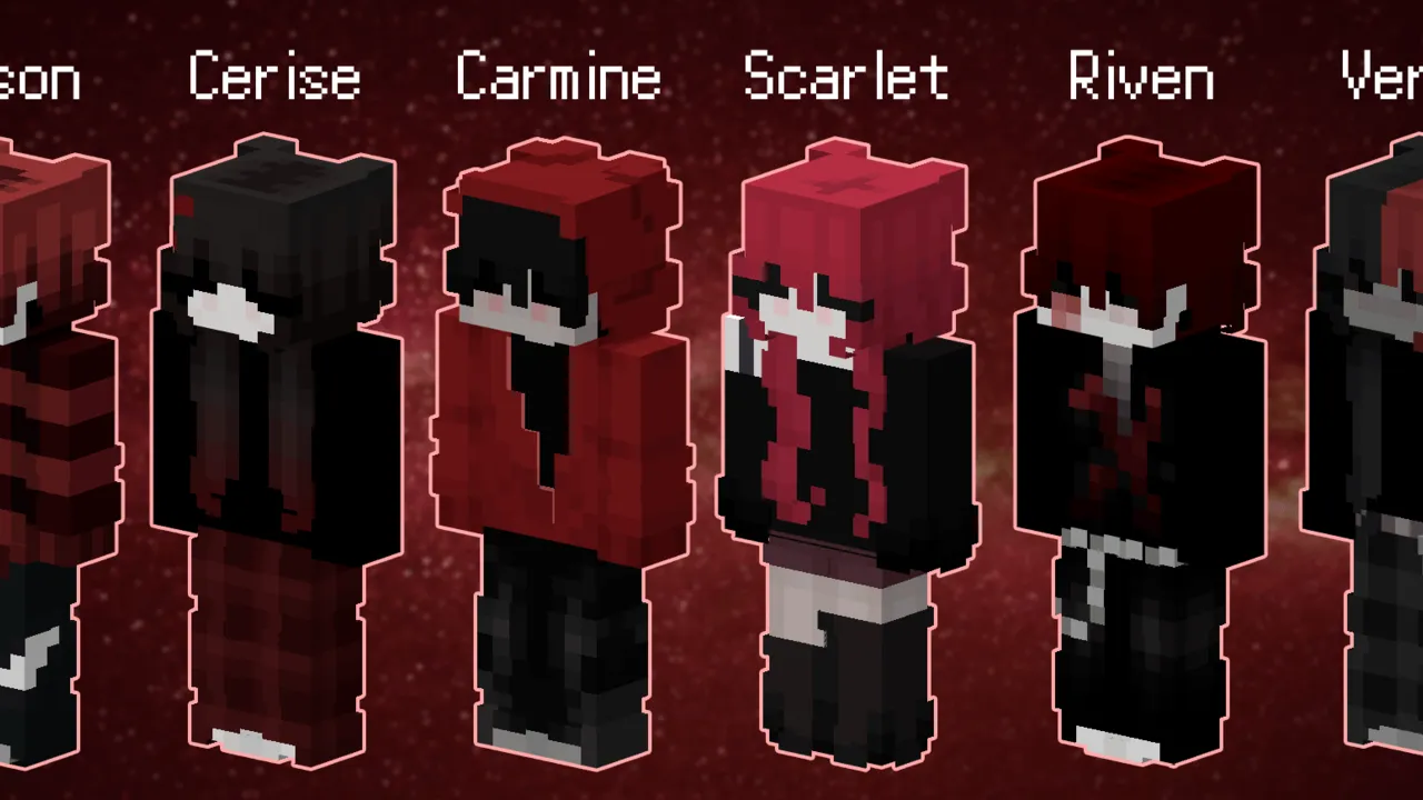 Red + Black skin pack: Skins for both boys and girls