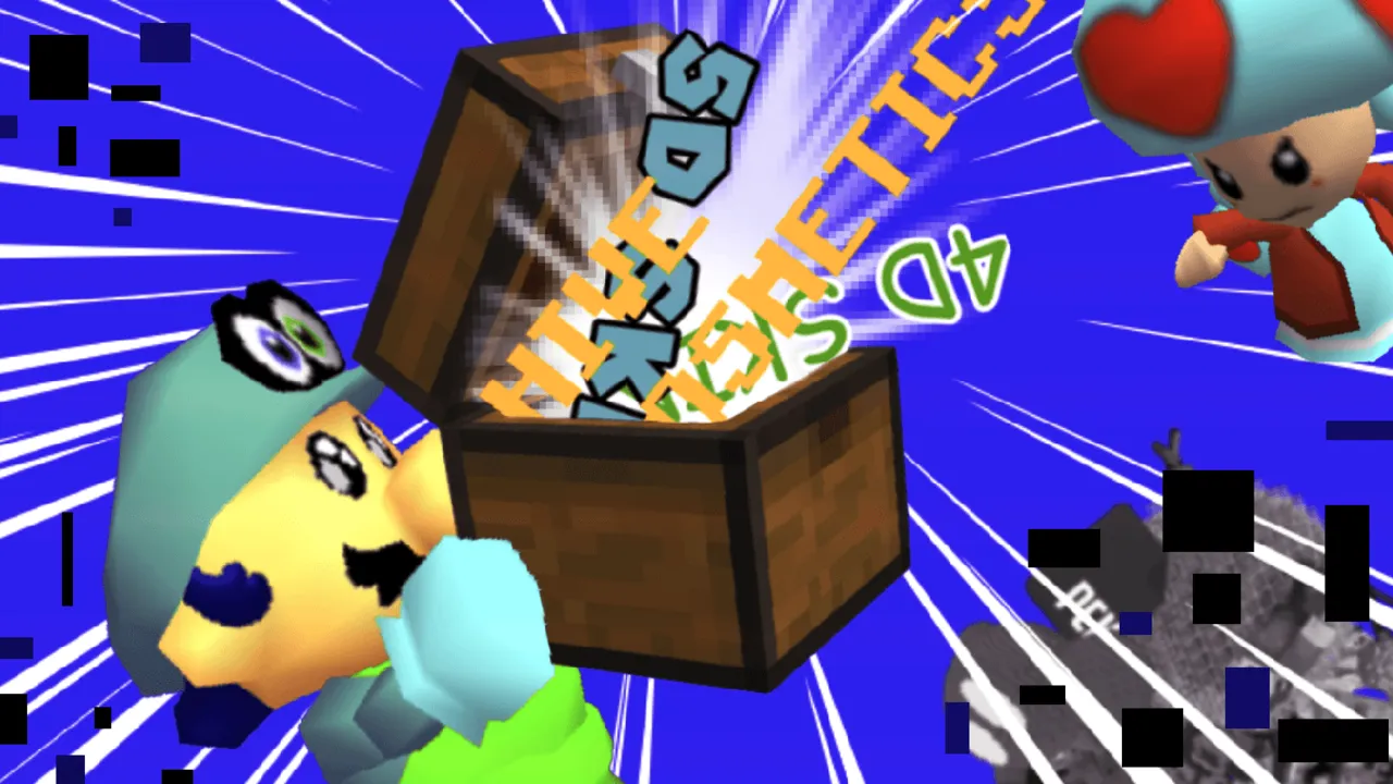 SRG's Skin Pack for Minecraft PE: Character opens treasure chest with glowing items