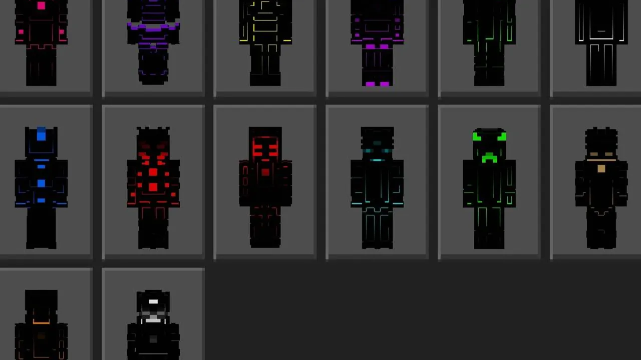 Void Walkers skin pack: Dark outfits with glowing parts