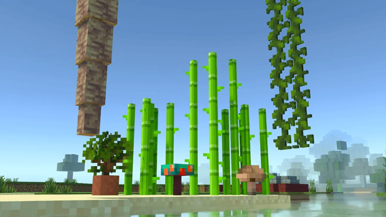 3D Vanilla Blocks Texture Pack: Sugar cane with depth in water