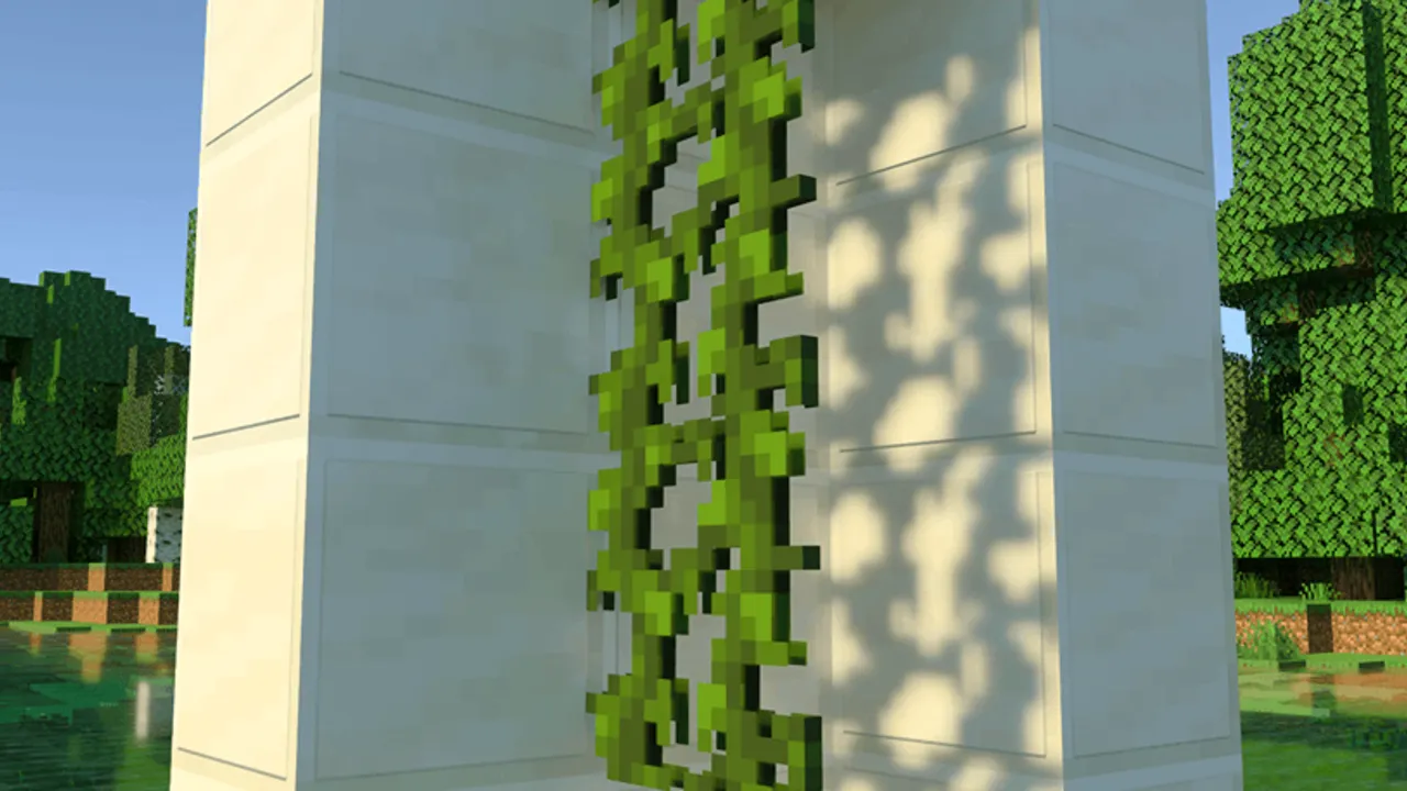 3D Vanilla Blocks Texture Pack: Vines growing on a stone wall