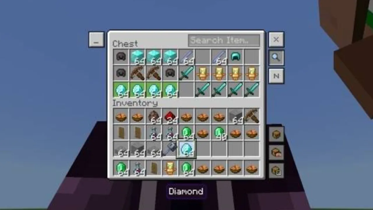 Advanced Container texture pack: Chest inventory with diamond items
