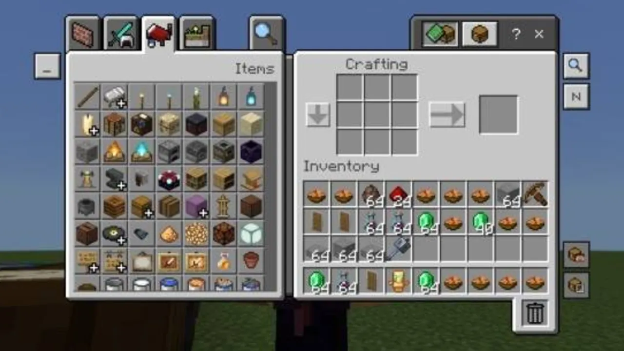 Advanced Container texture pack: Inventory and crafting screens with custom buttons