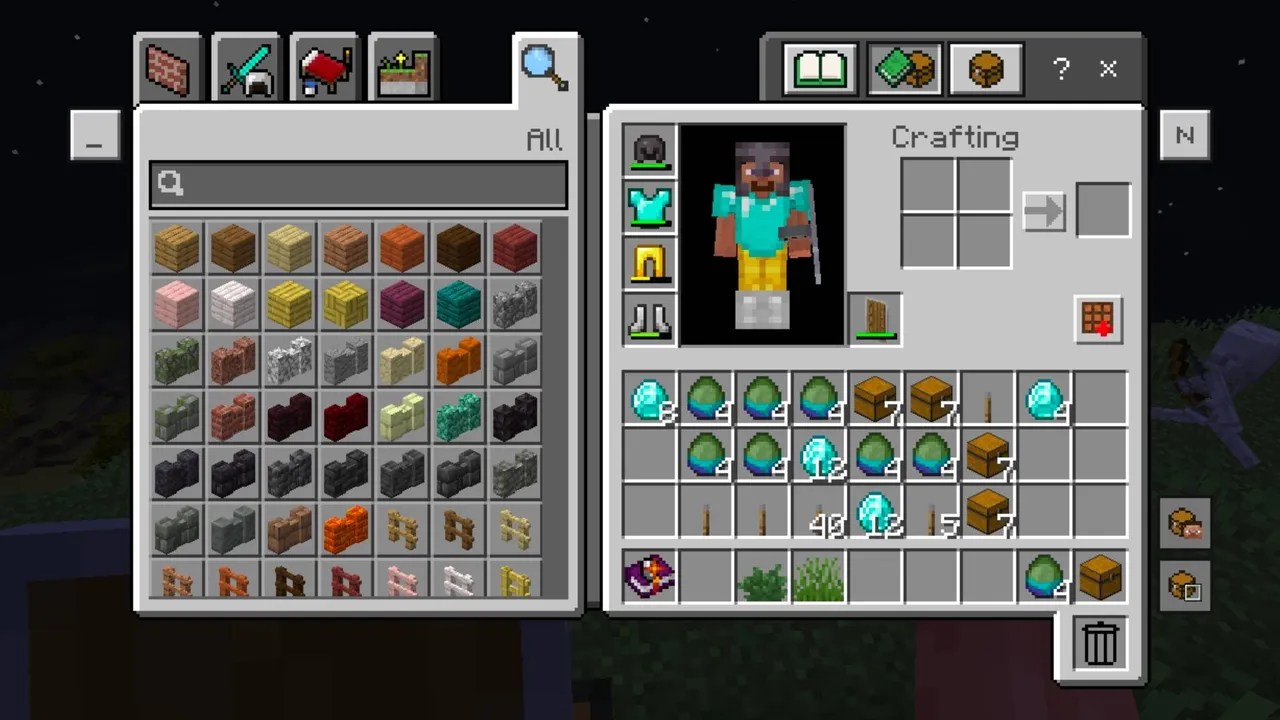 Advanced Container texture pack: Inventory screen with crafting grid and search bar