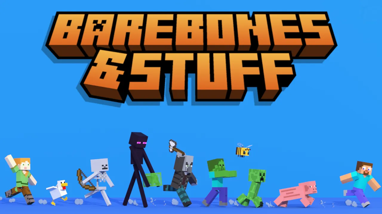 Bare Bones & Stuff texture pack for Minecraft PE: cover art