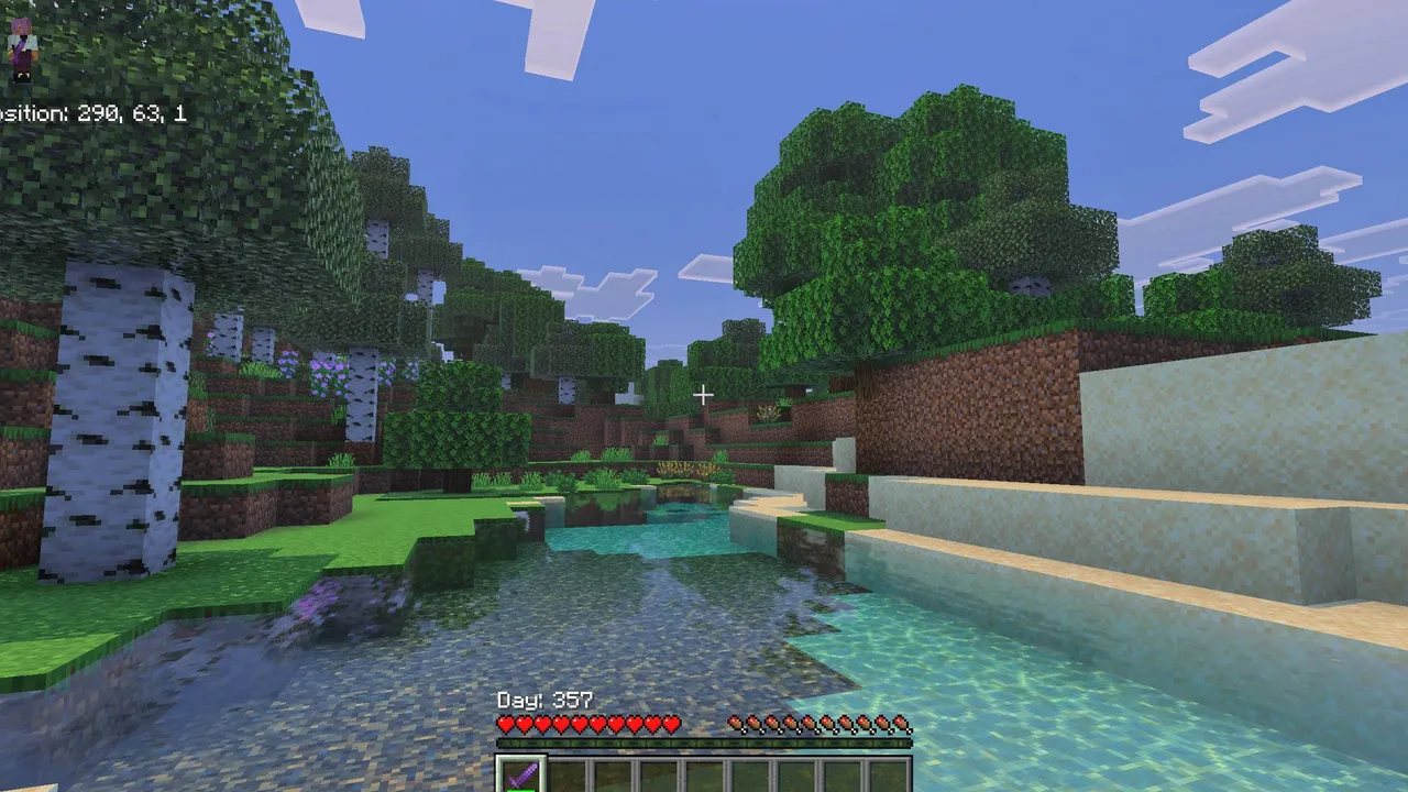 Better Days Played texture pack: Player in forest near water