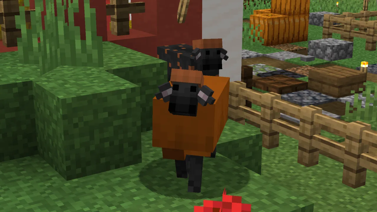 Better Farm Animals texture pack: Cow in a fenced farm area