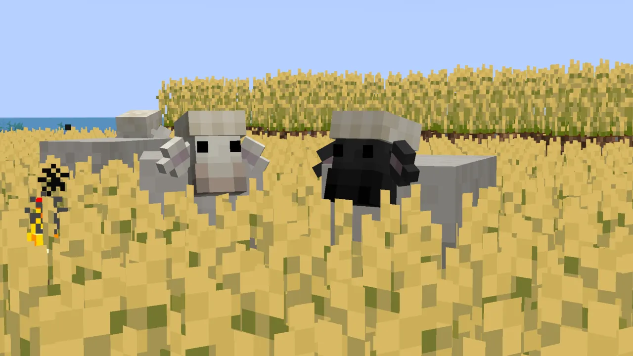 Better Farm Animals texture pack: Sheep in wheat field