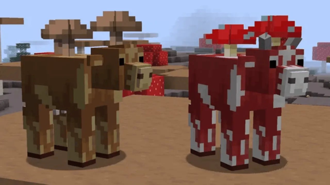 Better Farm Animals texture pack for Minecraft PE: Two cows with red and white patterns