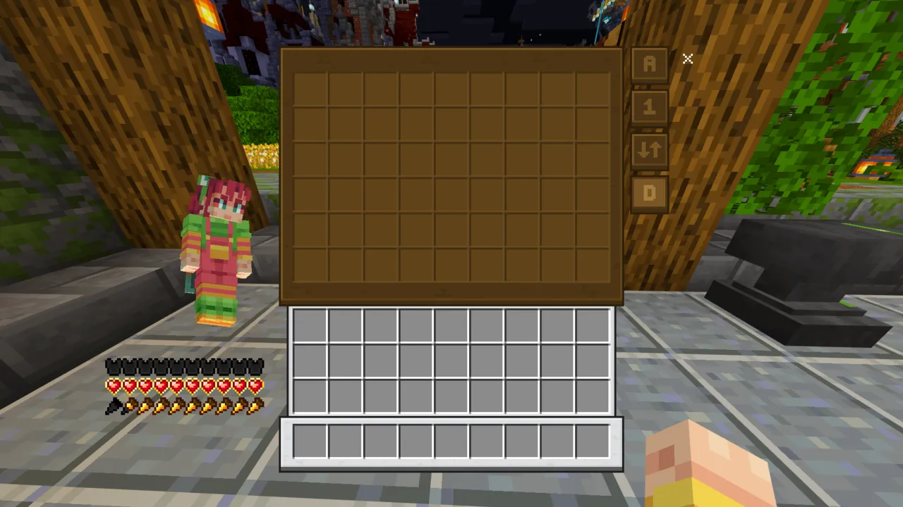 Better Quick Loot texture pack: Inventory screen with item grid and quick loot buttons
