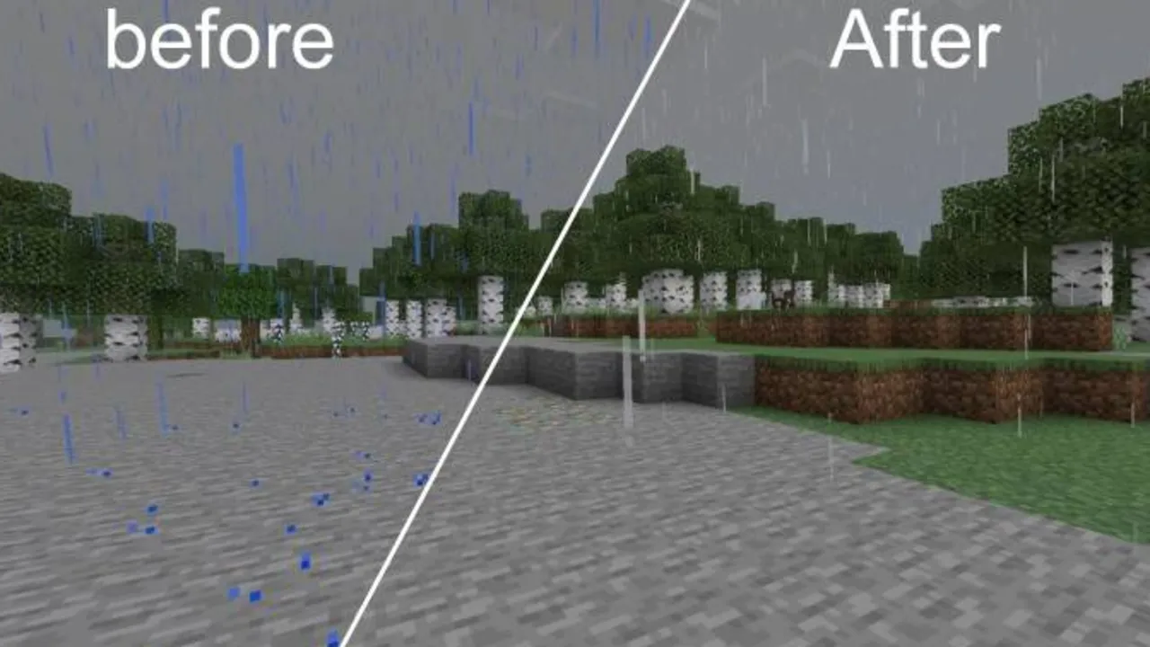 Better Rain pack for Minecraft PE: Rain before and after texture change