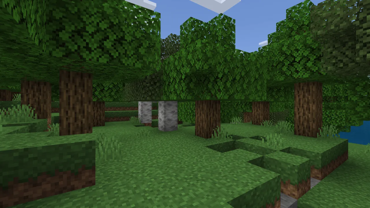 BetterVanillaBuilding texture pack: Forest with trees and grass