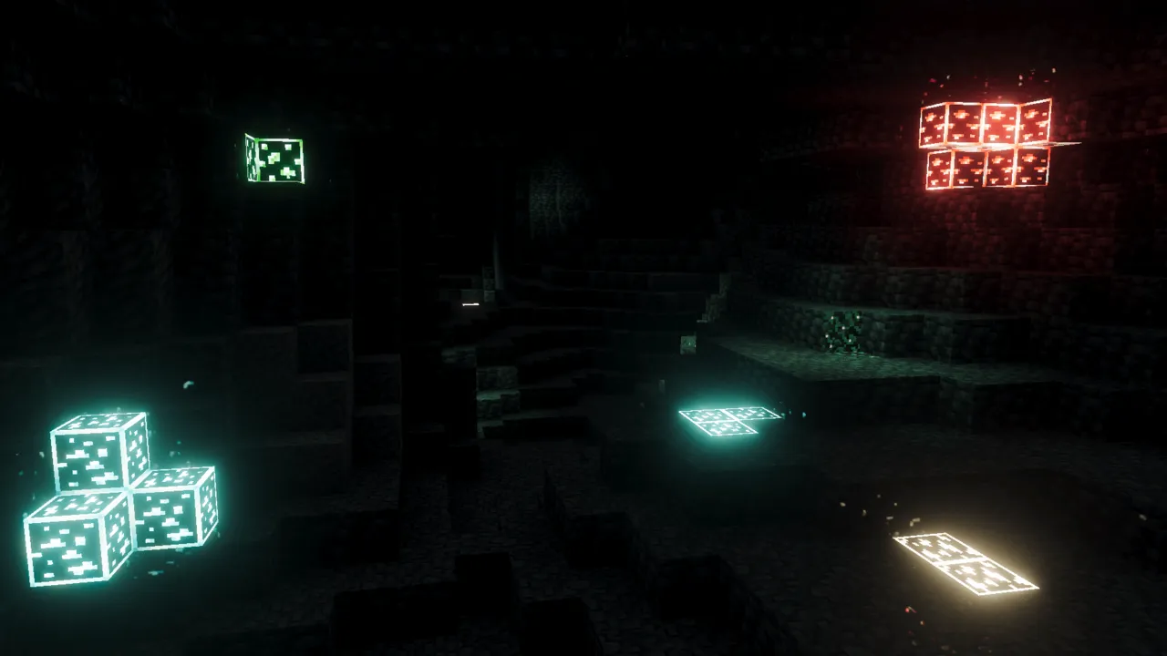 Borderful Glowing Ores texture pack for Minecraft PE, screenshot 3