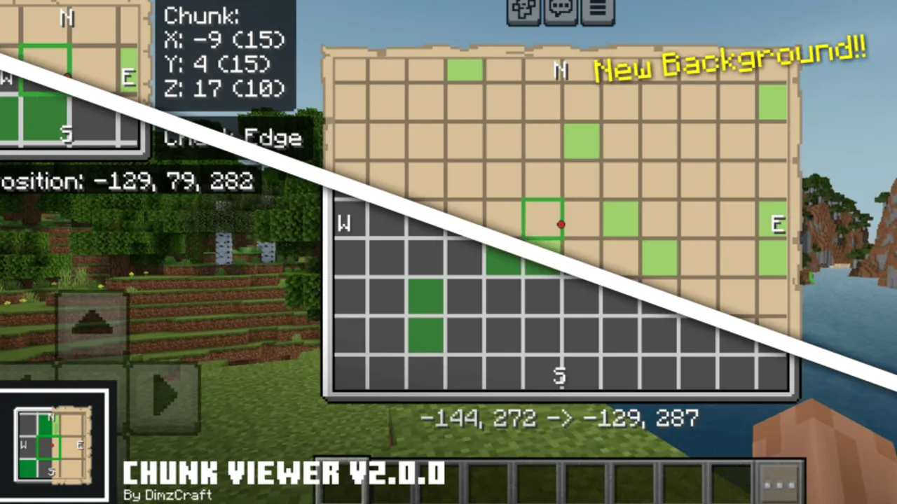 Chunk Viewer texture pack for Minecraft PE: Chunk map with slime blocks marked