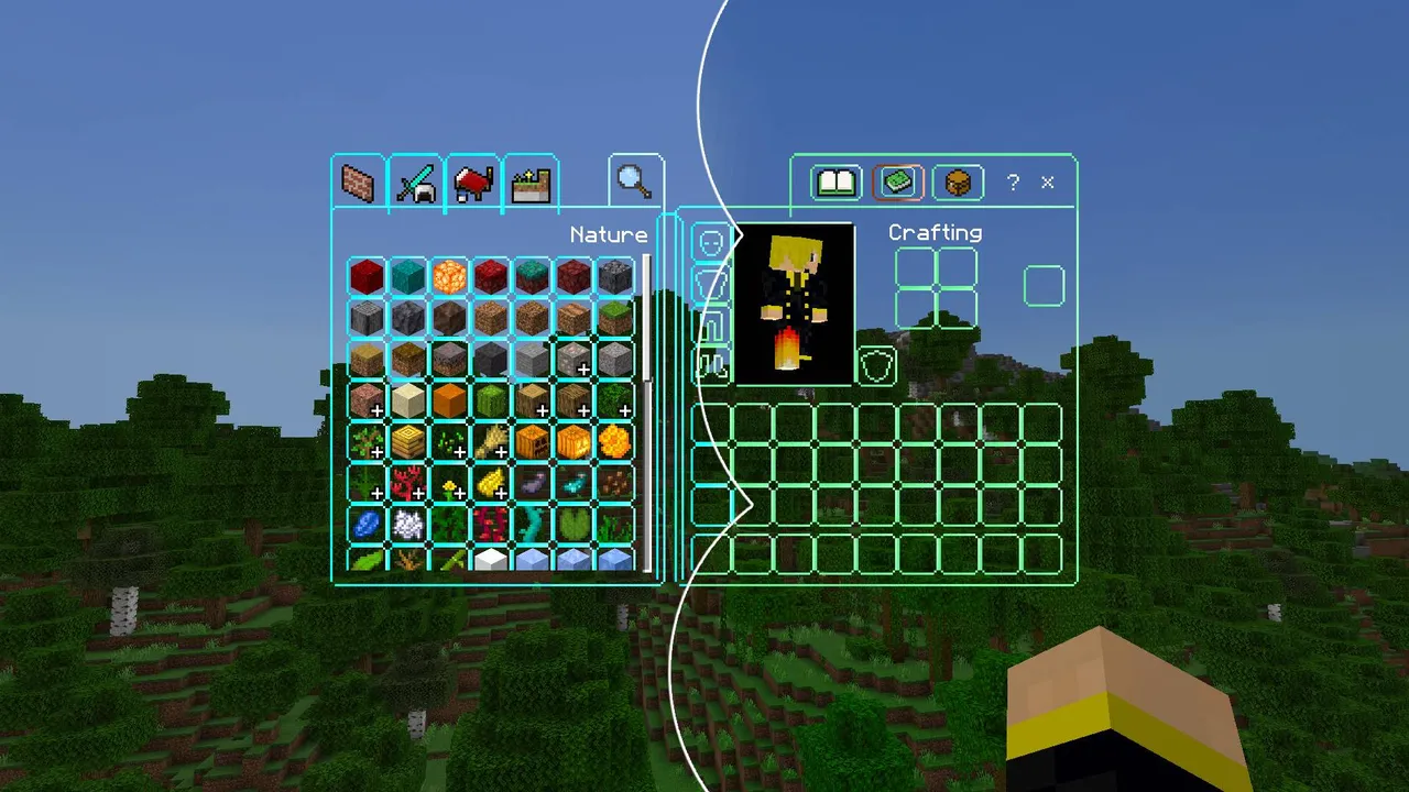 Clean UI Texture Pack: Inventory screen with crafting grid