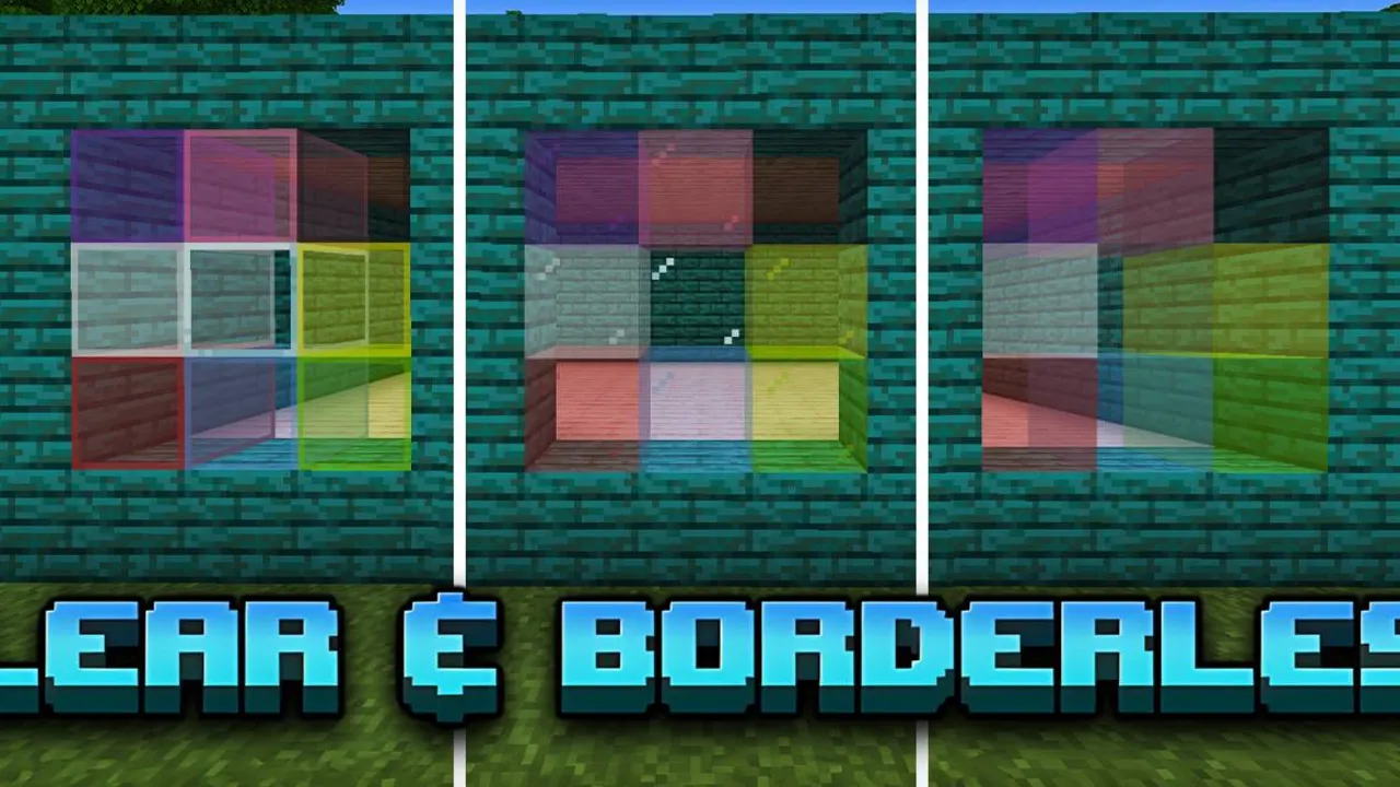 Clear Glass texture pack for Minecraft PE: Glass window textures with four styles