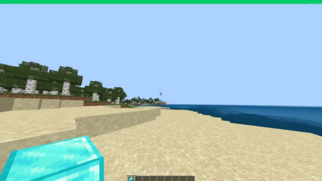 Complex Left Hand texture pack: Player holding diamond block on beach