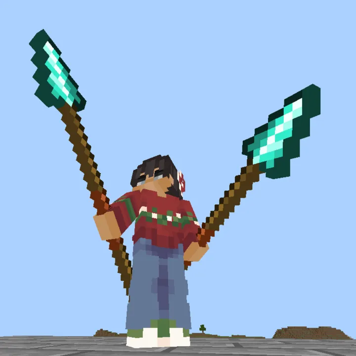 Complex Left Hand texture pack: Player holding two diamond swords