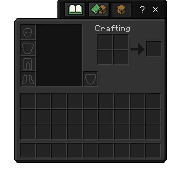 Dark Mode Theme texture pack: Crafting menu with dark theme
