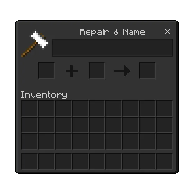 Dark Mode Theme texture pack: Repair and name screen with inventory