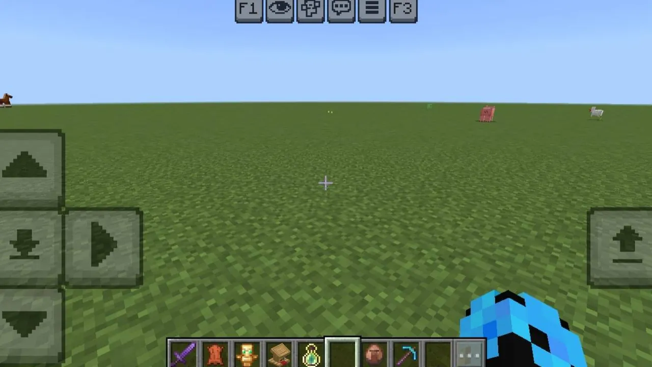 F1 & F3 Button texture pack: Player in grassy field with custom UI buttons