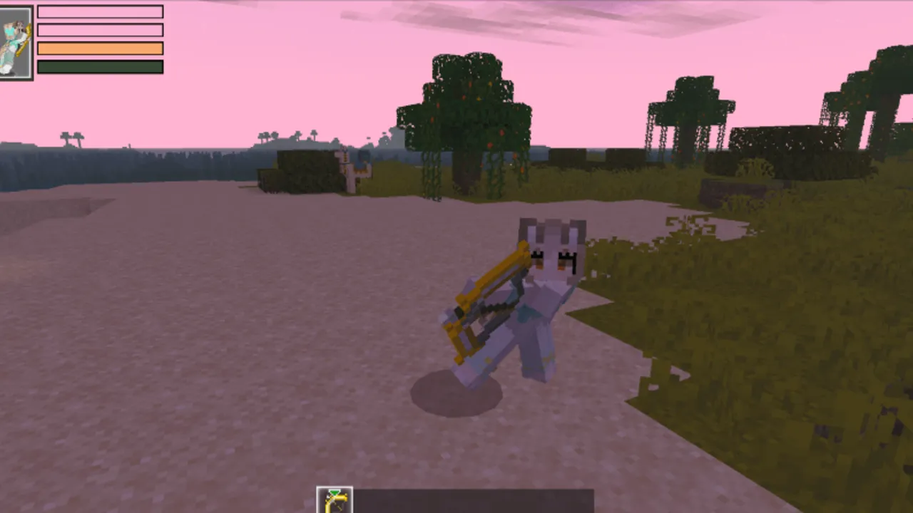 Fay's Player Animation texture pack: Player holding bow in grassy area