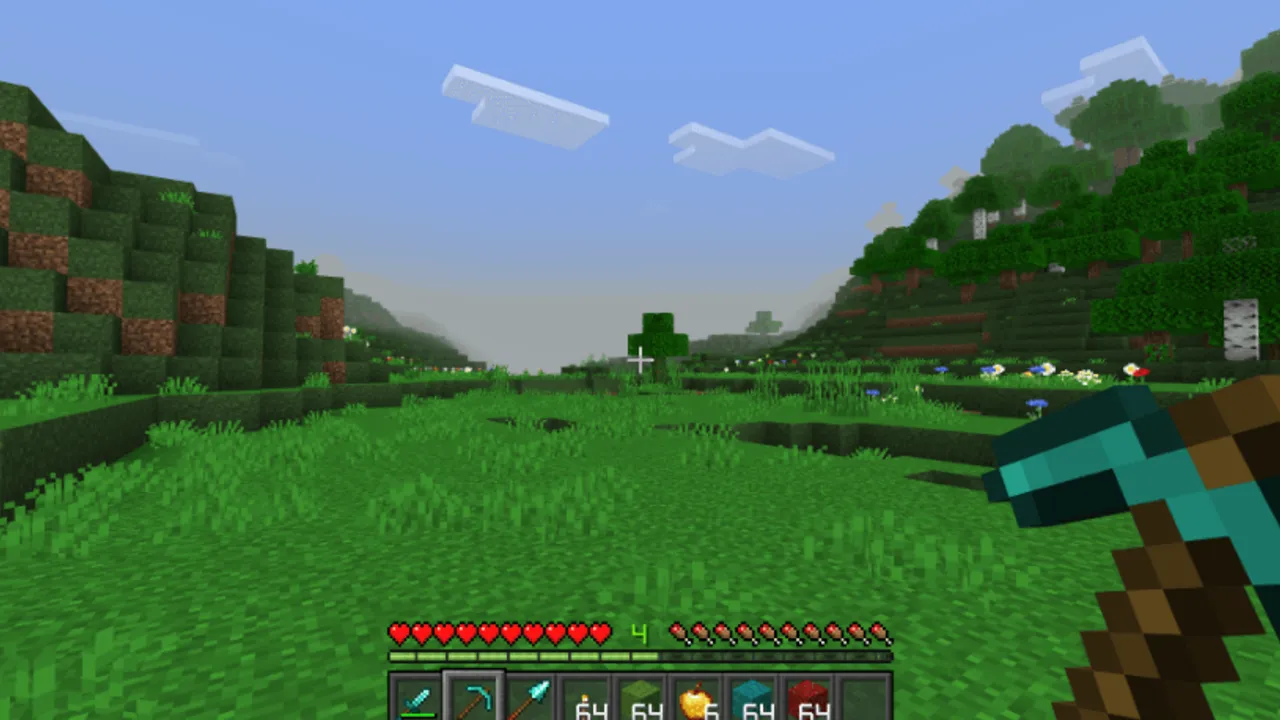 FPS Booster Pack: Player holding axe in grassy field