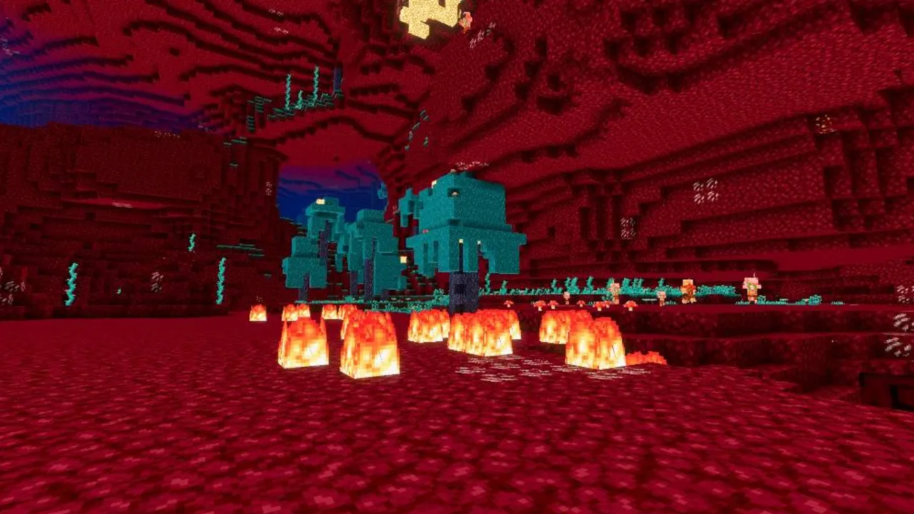 Full Bright Voxen texture pack: Red netherrack with lava and mobs