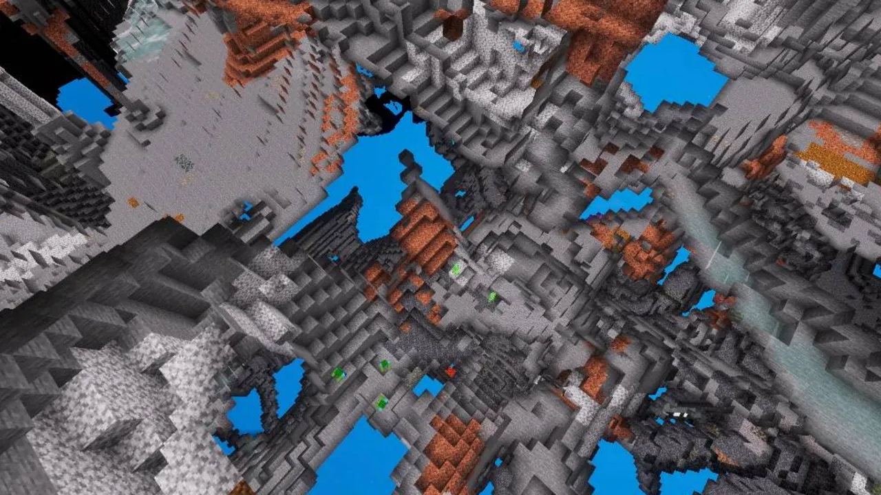 Full Bright Voxen texture pack: Underground cave with glowing ores