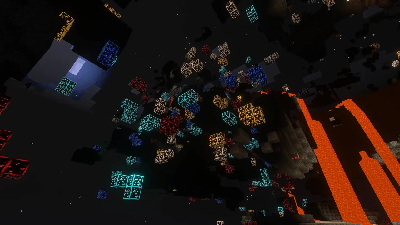Glow Xray texture pack: Turns stone, deepslate, and netherrack see through in some presets