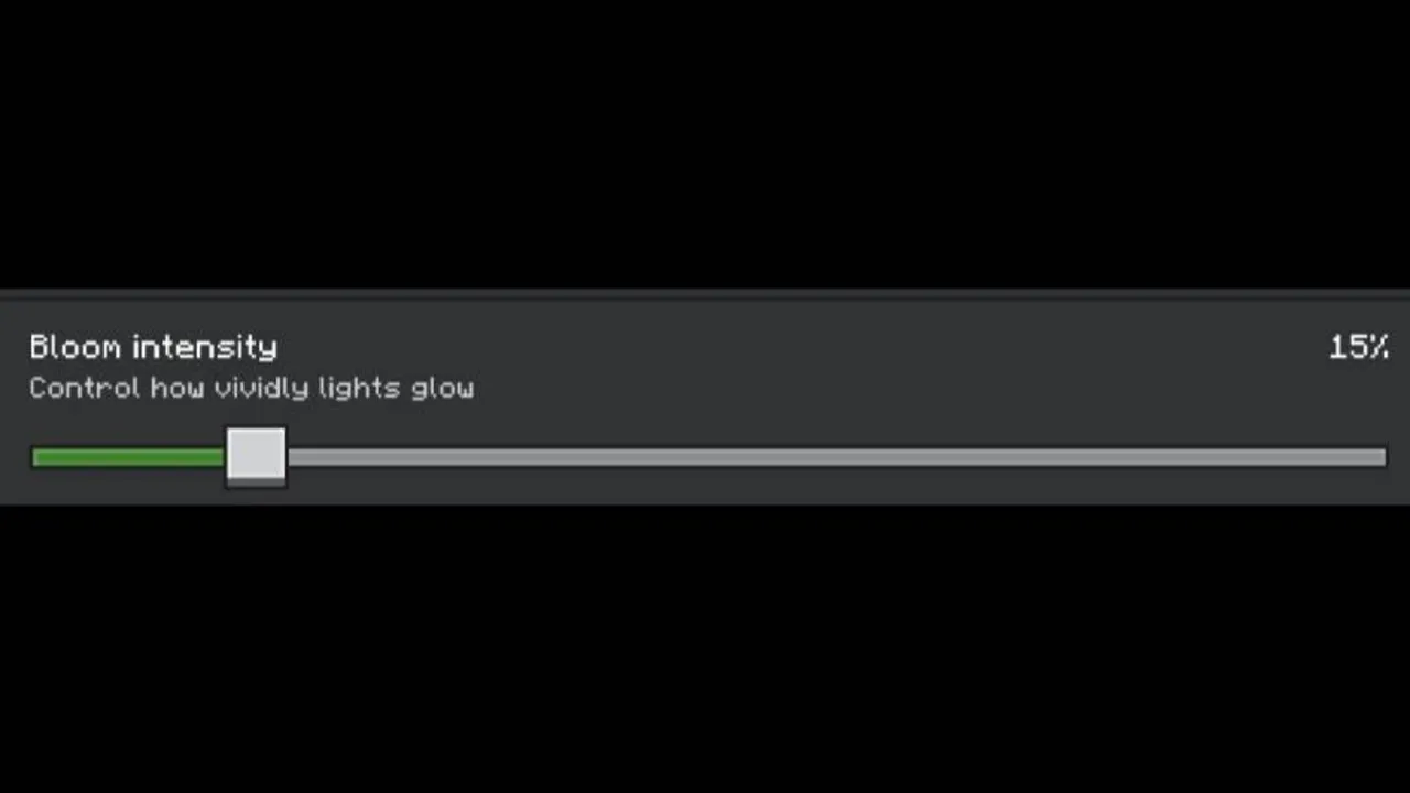 Glowing Ores, Blocks & Items texture pack for Minecraft PE: Bloom intensity slider at 15 percent