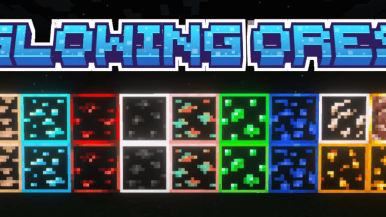 Glowing Ores texture pack for Minecraft PE, screenshot 1