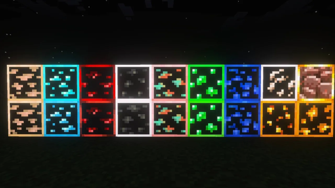 Glowing Ores texture pack for Minecraft PE, screenshot 2