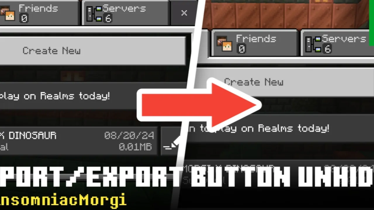 Import/Export Button Unhider v4 for MCPE texture pack for Minecraft PE, screenshot 1