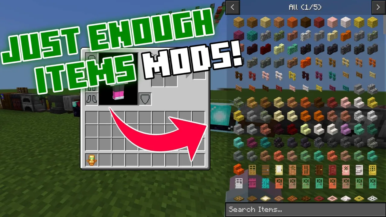 JEI Recipe Book Layout texture pack for Minecraft PE: Item list panel with search bar