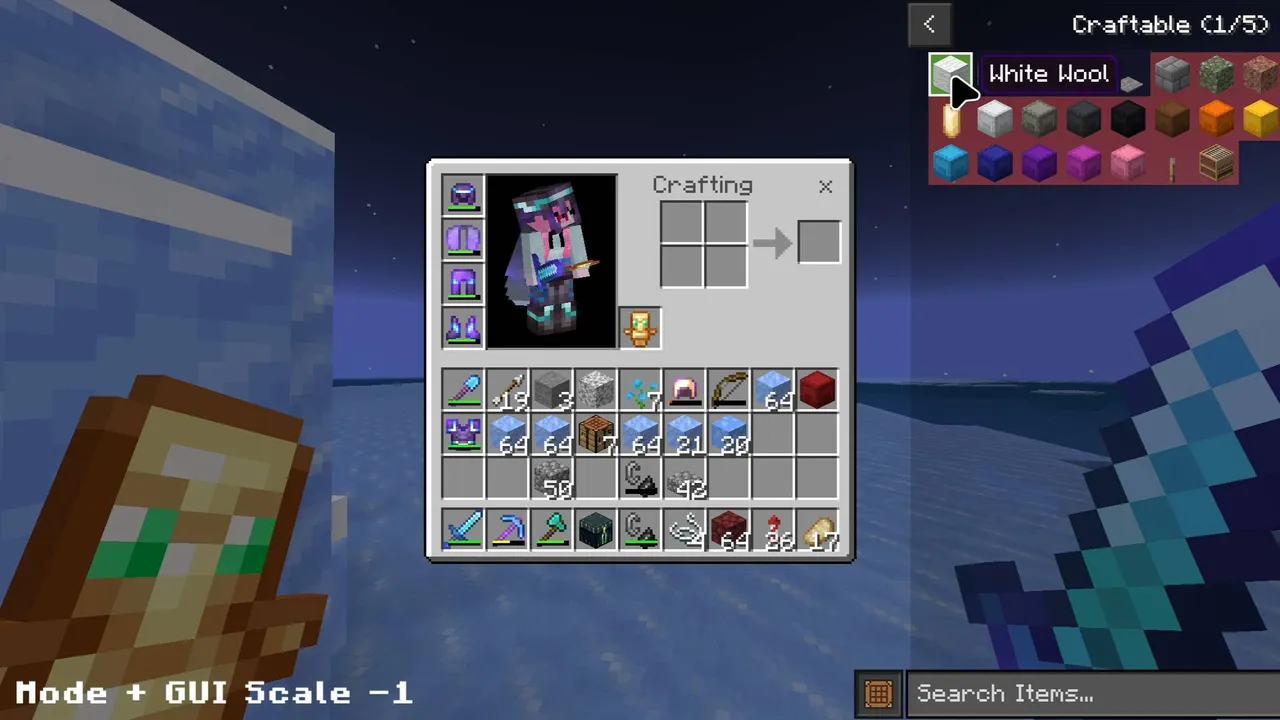 JEI Recipe Book Layout texture pack: Crafting grid with item search bar