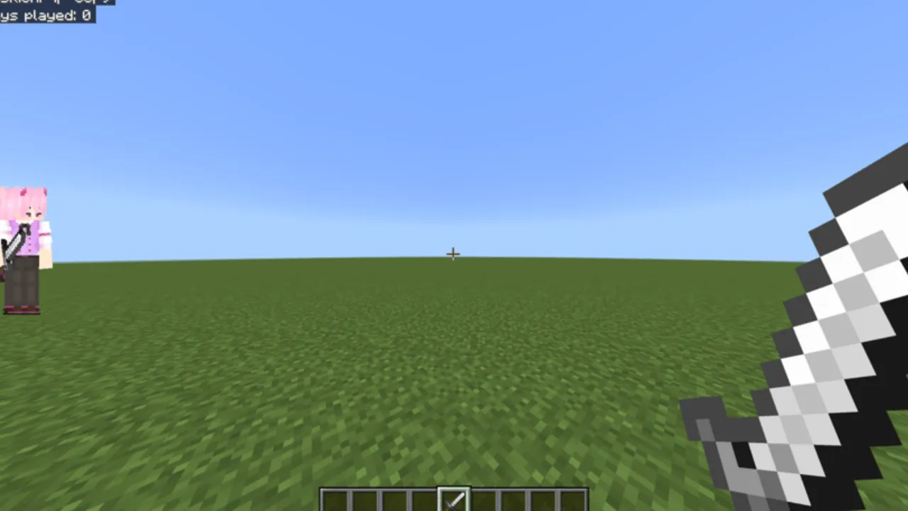 Linxing's Paper Doll texture pack: Pink-haired doll standing on grass
