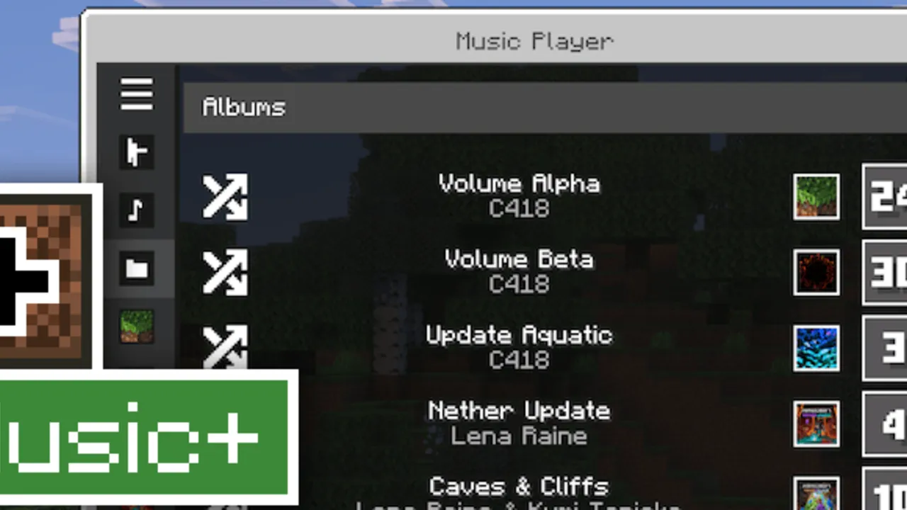 Music+ texture pack for Minecraft PE: Music player with album list