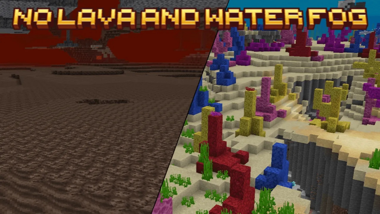 No Lava & Water Fog texture pack for Minecraft PE: Water with clear bottom and colorful coral