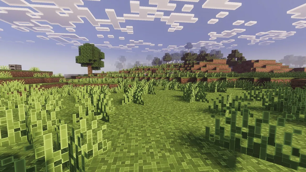 Outline Texture Pack: Grass field with tree and clouds
