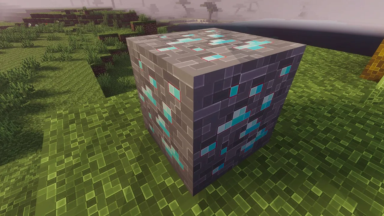 Outline Texture Pack: Diamond ore block on grass