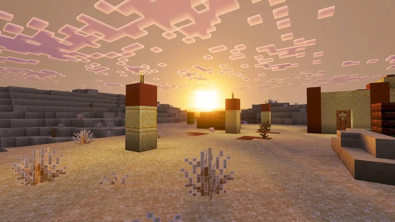 Outline Visuals texture pack: Desert with pillars and soft sunset light