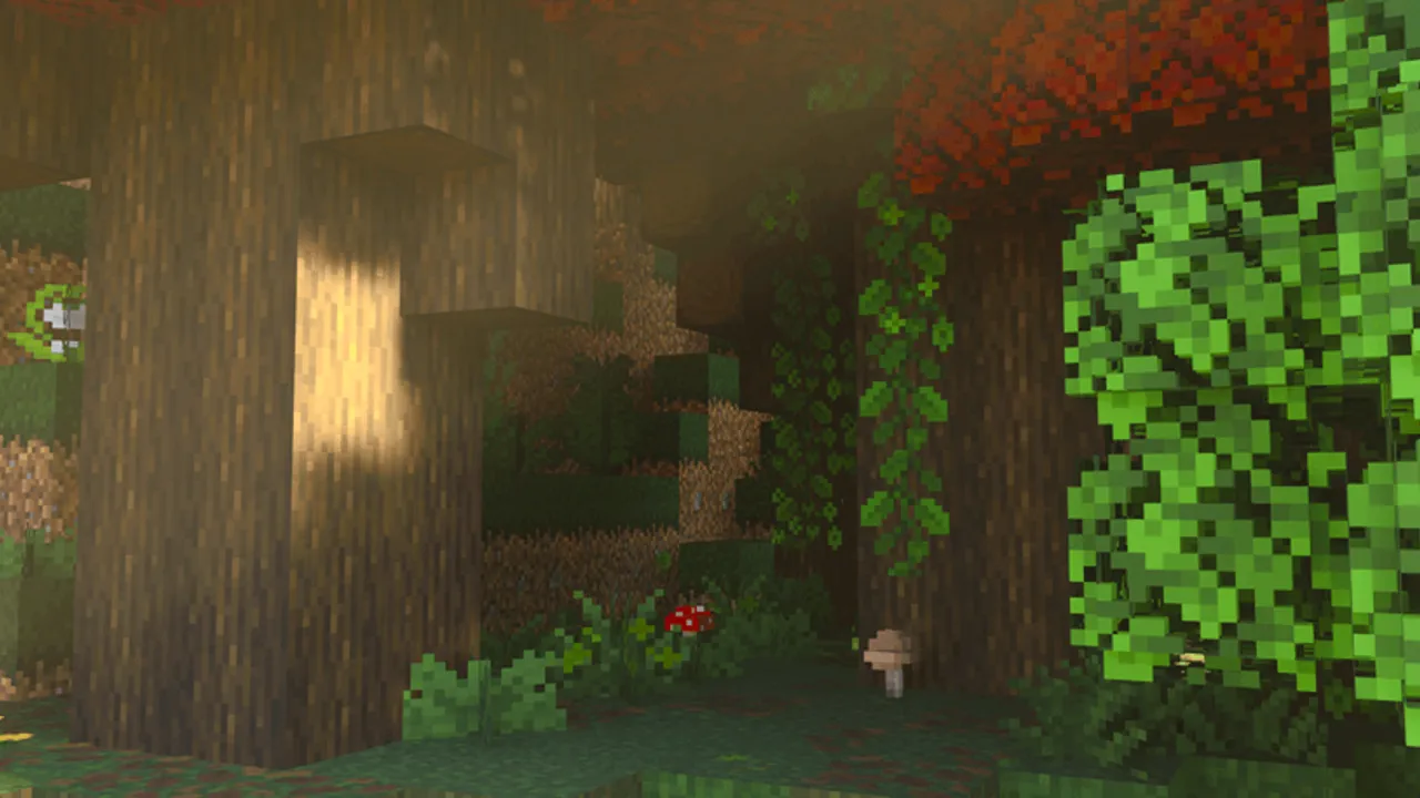 Overgrown texture pack: Forest with colorful leaves and mushrooms