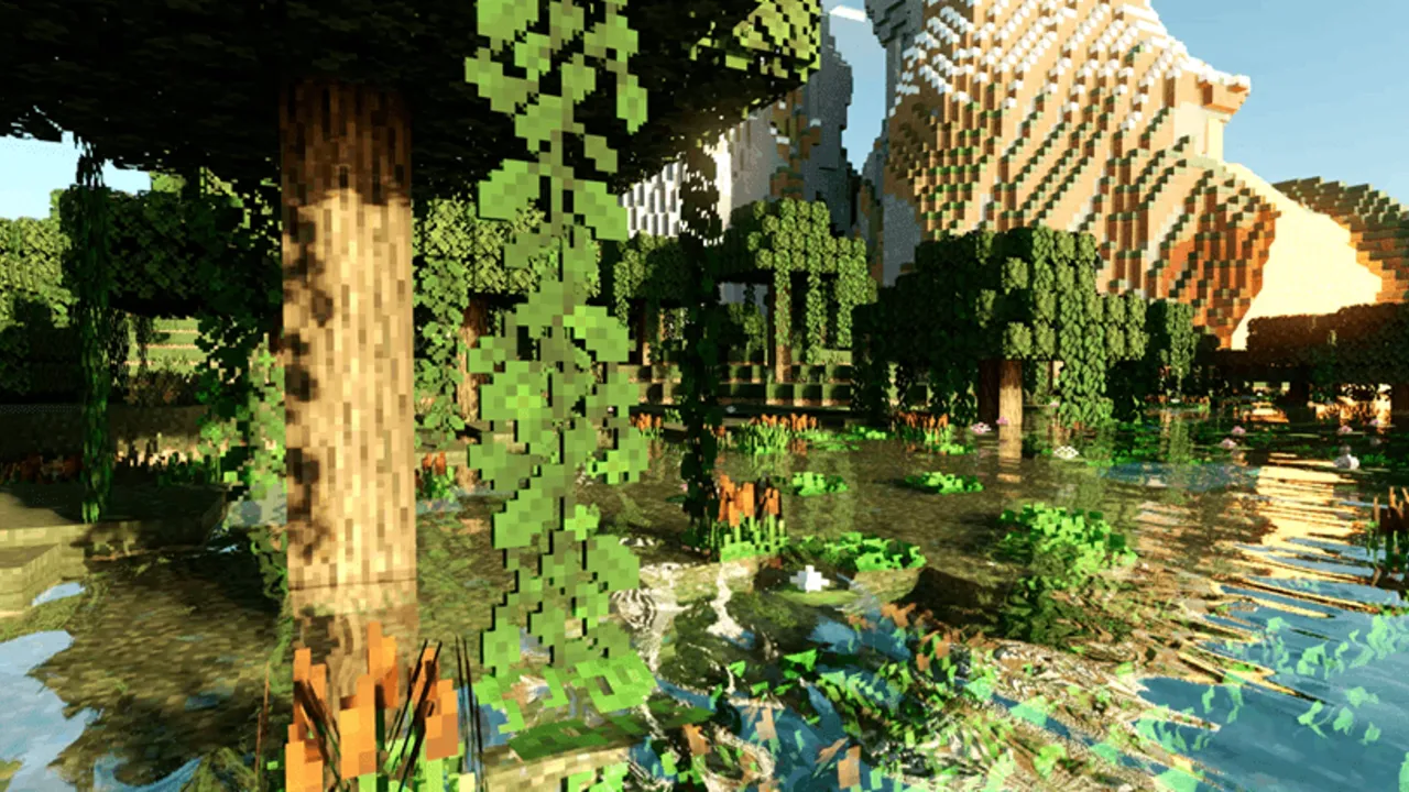 Overgrown texture pack: Forest with water and trees