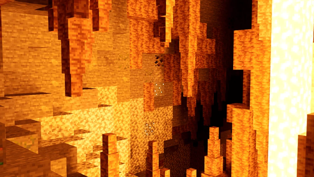 Overgrown texture pack: Cave with glowing lava flow