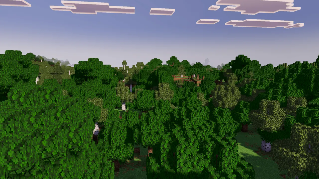 Reef's Better Leaves texture pack: Forest with thick leafy trees