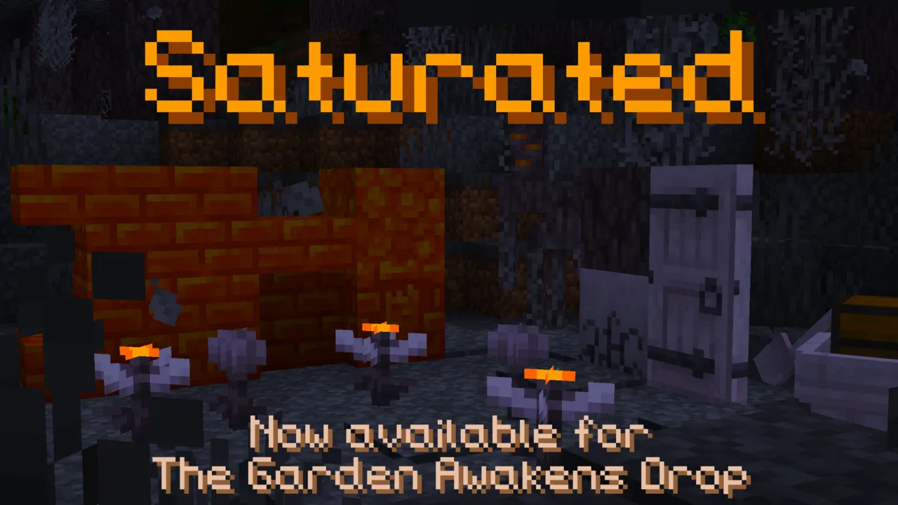 Saturated texture pack for Minecraft PE: Cave with glowing torches and door