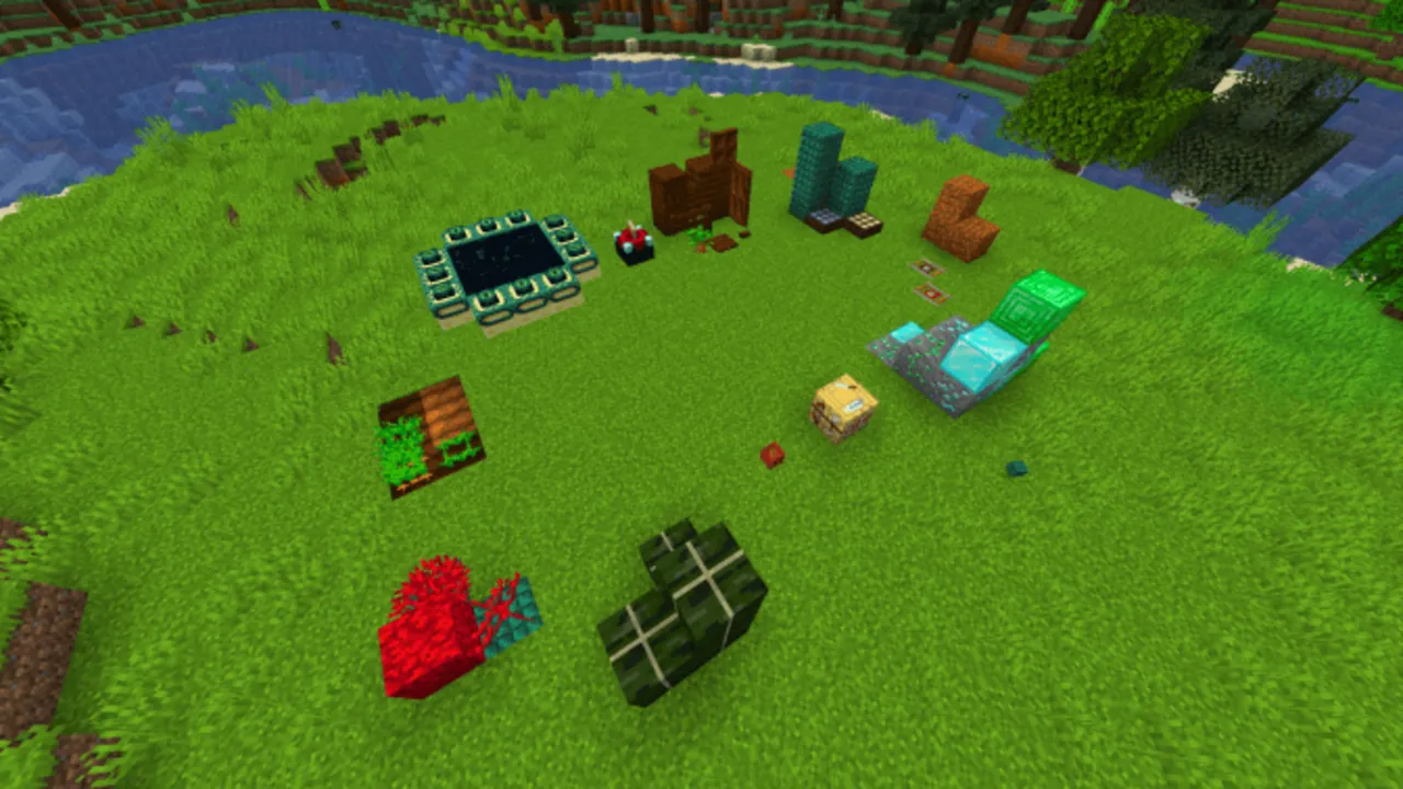 Saturated texture pack: Colorful blocks on grassy field