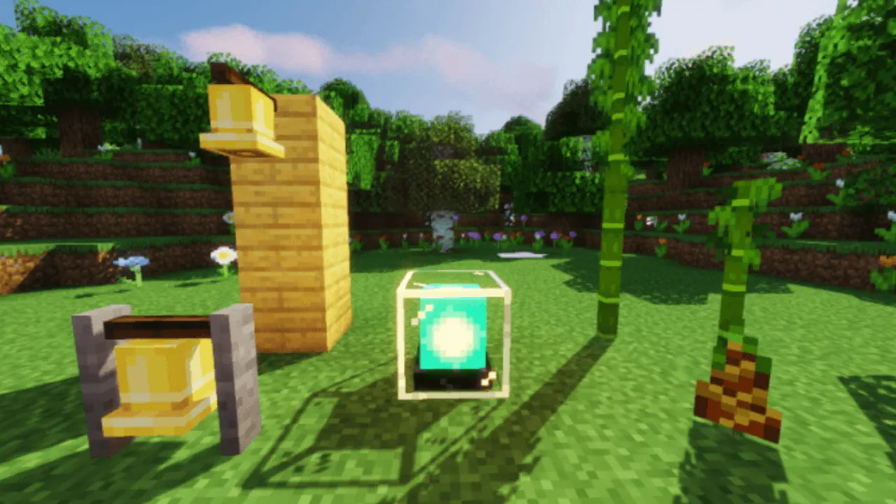 Saturated texture pack: Glowing block in grassy area