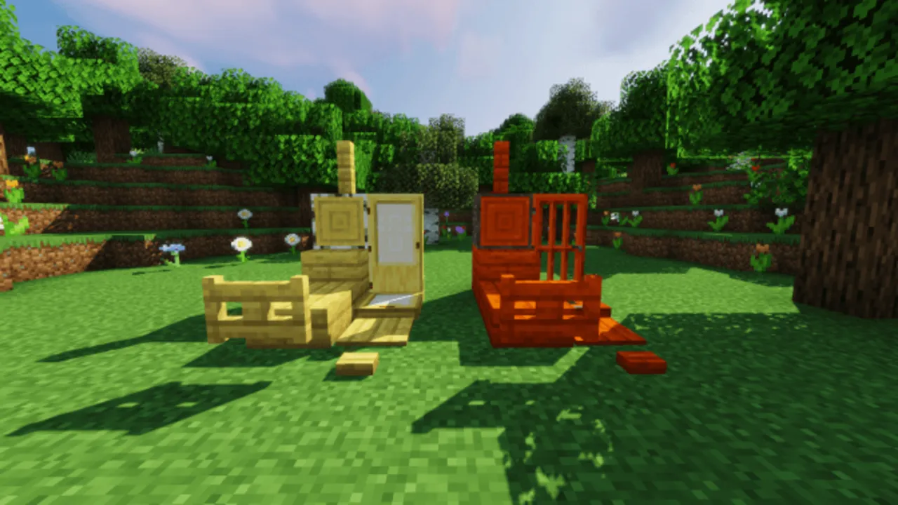 Saturated texture pack: Wooden and red chests in grassy area
